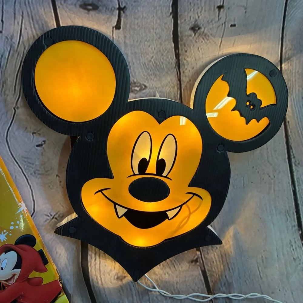 Disney Lighted Vampire Mickey Mouse Window Halloween Seasonal‎ Indoor Decor 12”